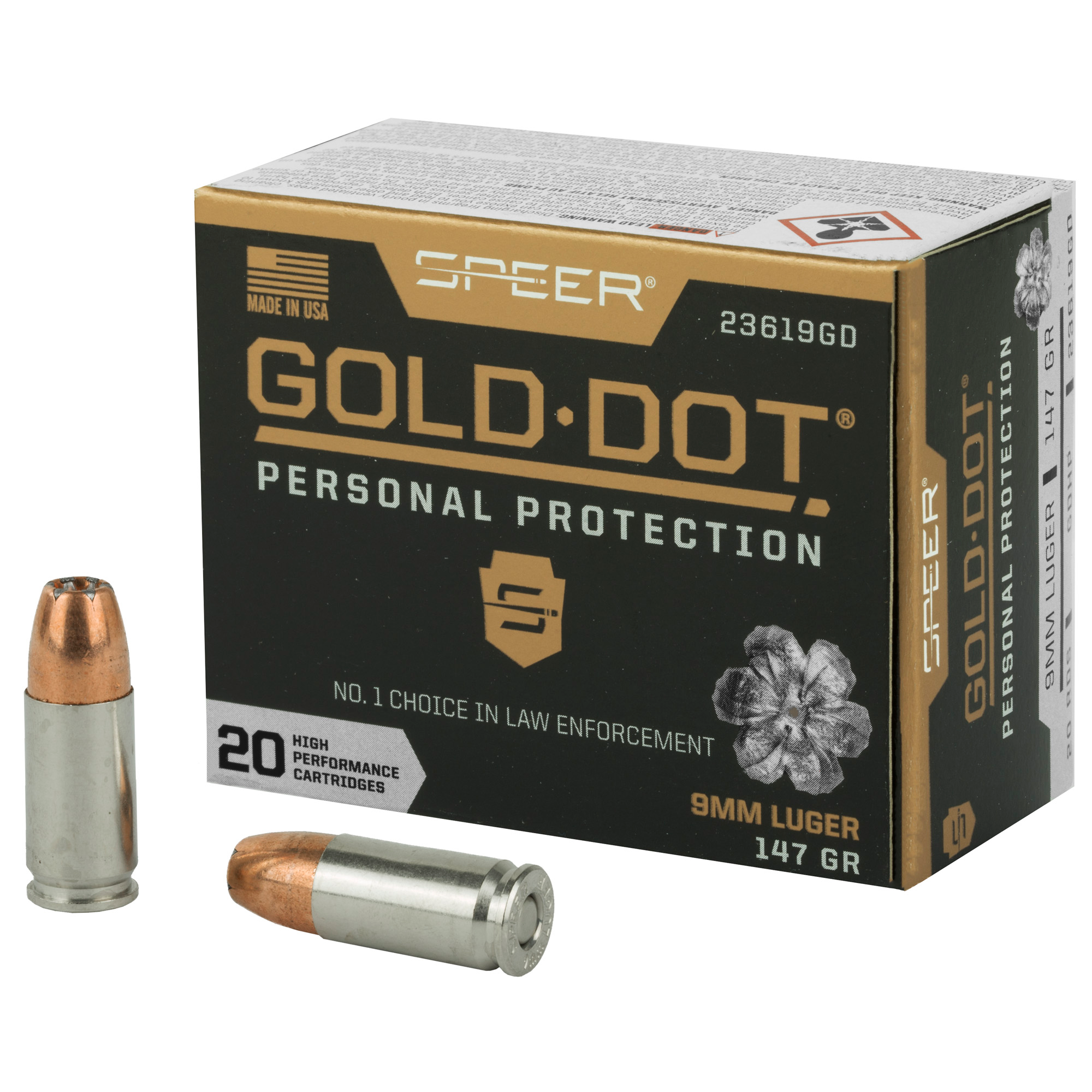 Speer Gold Dot 9mm 147gr JHP – 20 Round Box