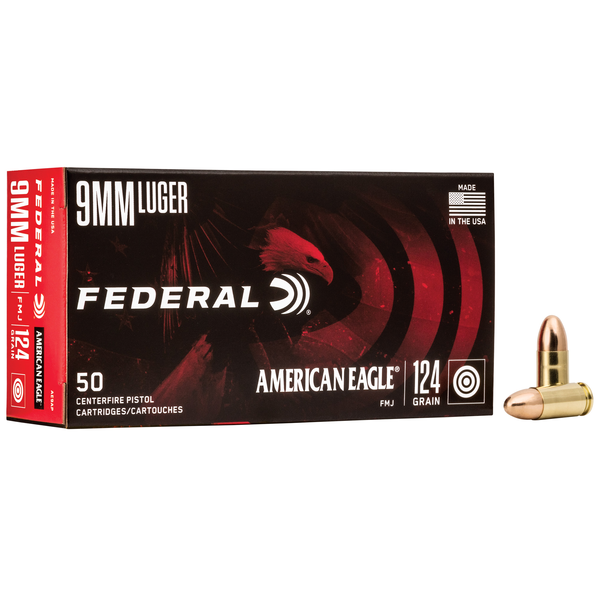 American Eagle 9mm 124gr FMJ - 50 Round Box